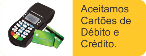 Aceitamos cartões de débito e crédito